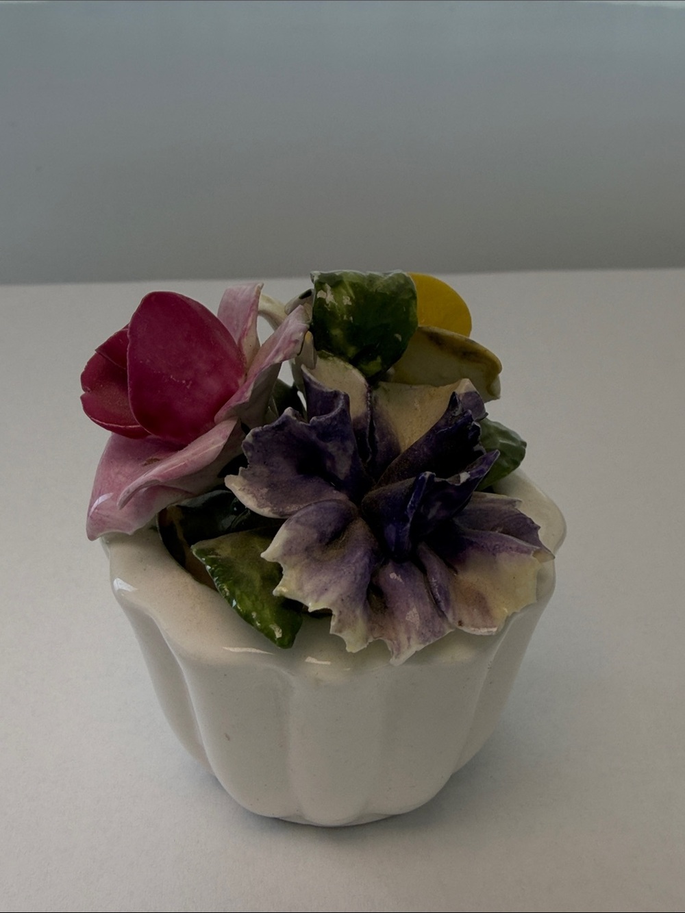 Sandford Handcrafted Ceramic Floral Accent in Pink, Purple & Green